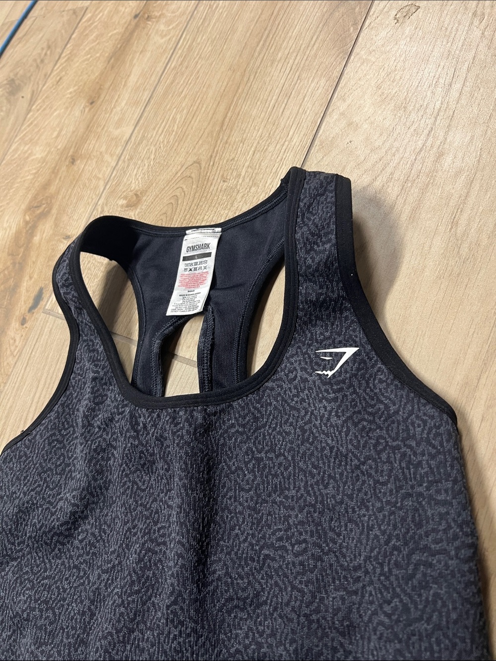 Gymshark Black Subtle Pattern Racerback Sports Bra - Picture 2 of 4